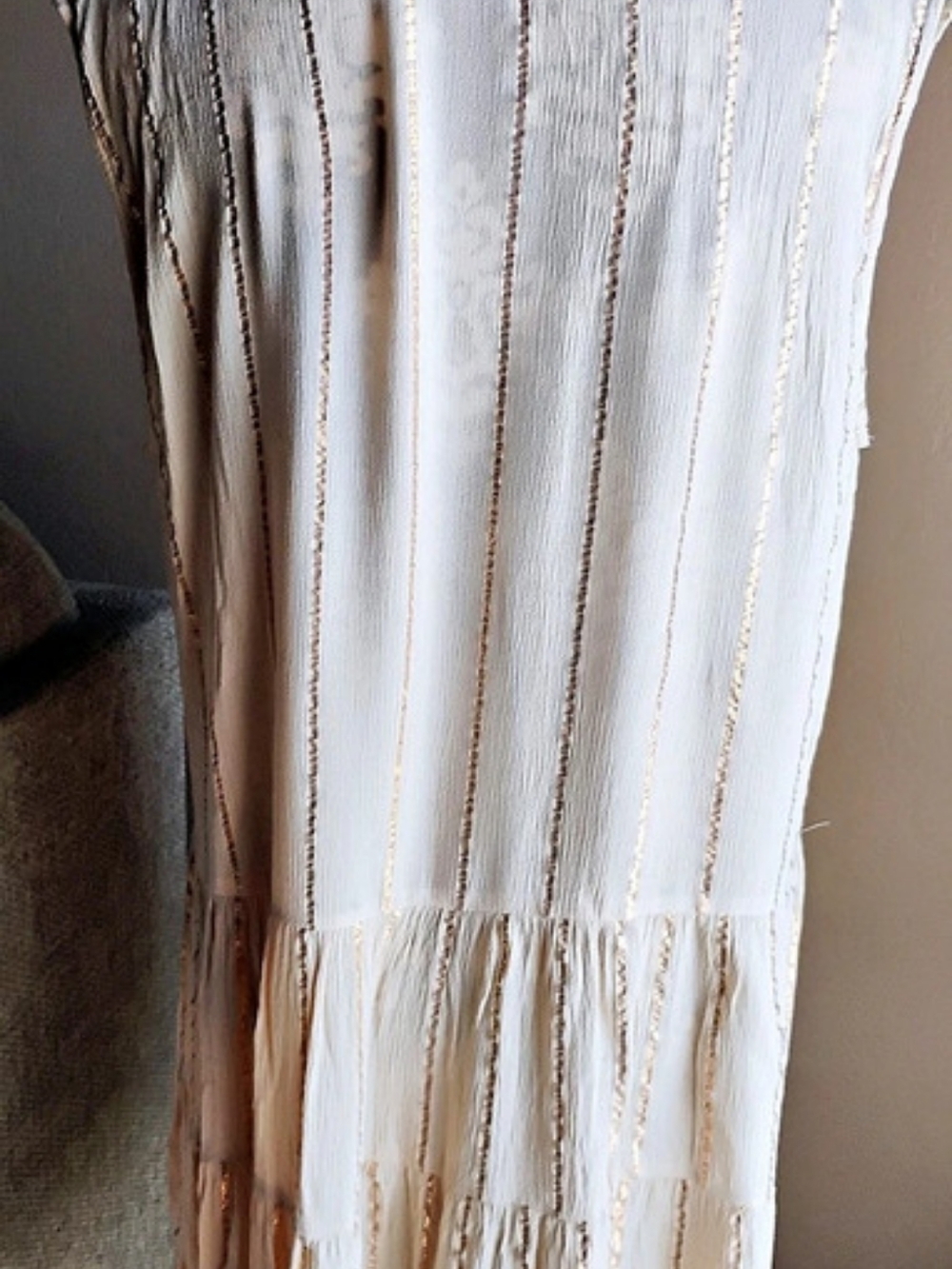 Salty Lemon Striped Mini Dress in White & Gold Size XL Like New - Picture 3 of 10